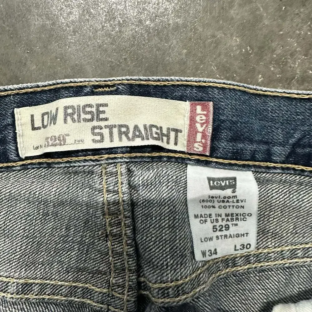 Vintage Levi's 529 Wide Straight Leg Blue Denim Jeans 34x30